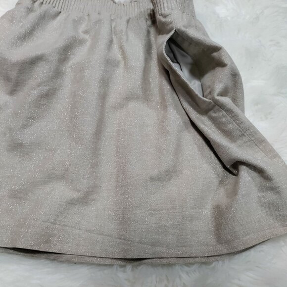 J.Crew Twee Linen Blend Metallic Champagne Elastic Waist Lined Mini Skirt Size 6 - Picture 10 of 10